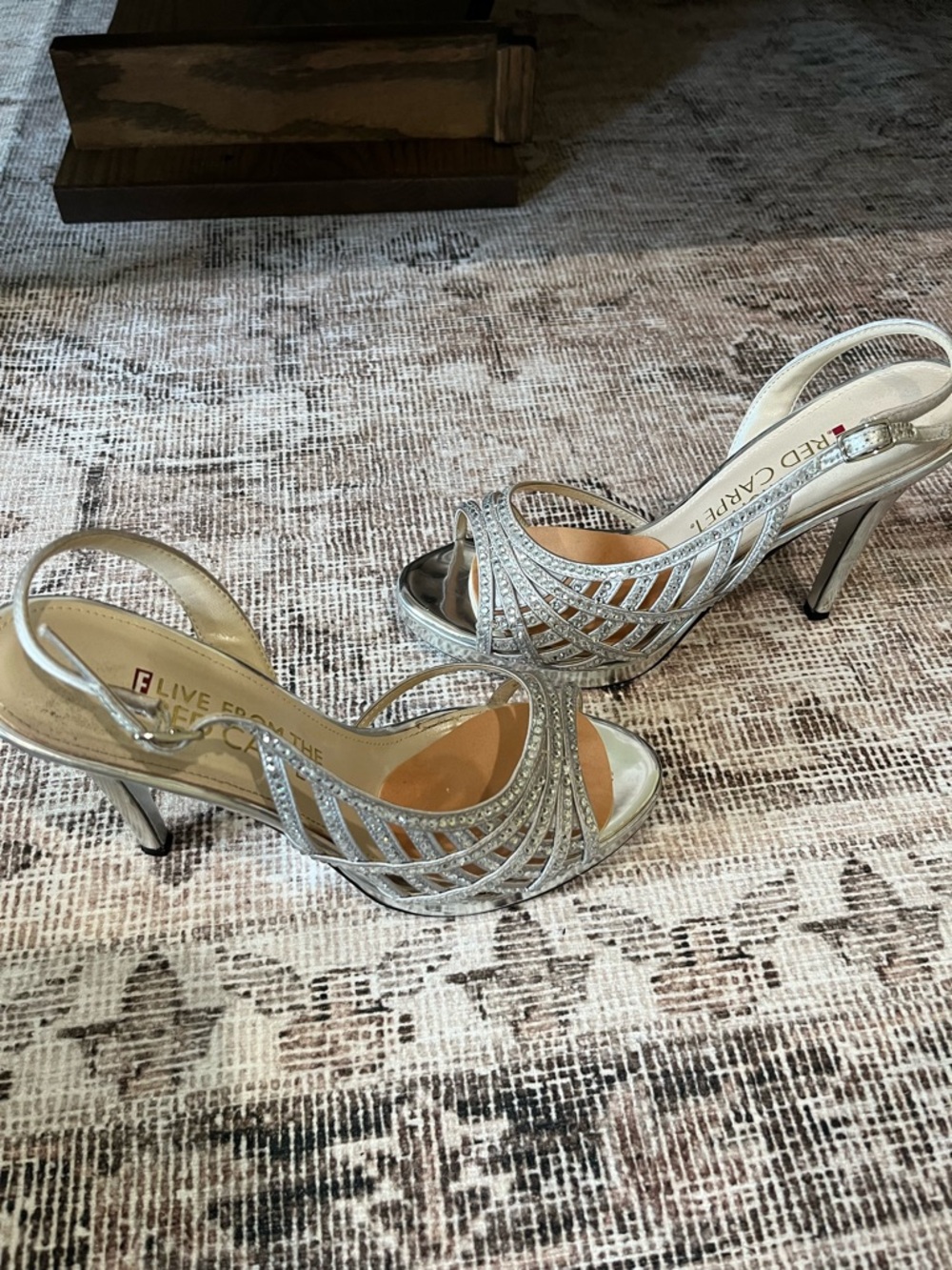 Metallic Silver Strappy High Heel Sandals